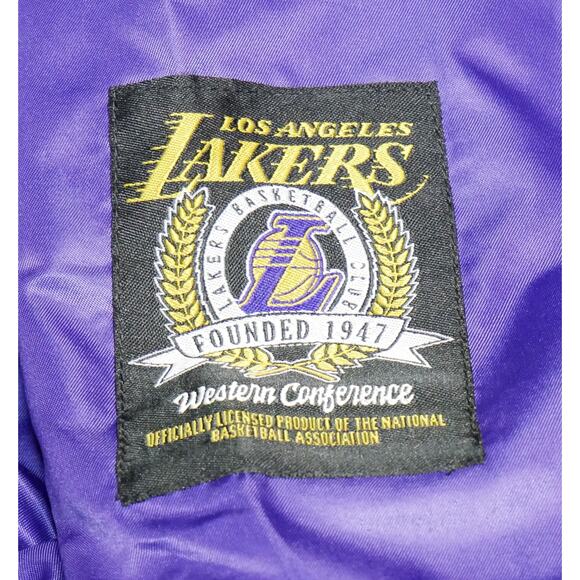 NEW LOS ANGELES LAKERS SATIN PURPLE NBA TEAM EMBROIDERED JACKET MSRP $125 - M - Picture 6 of 8